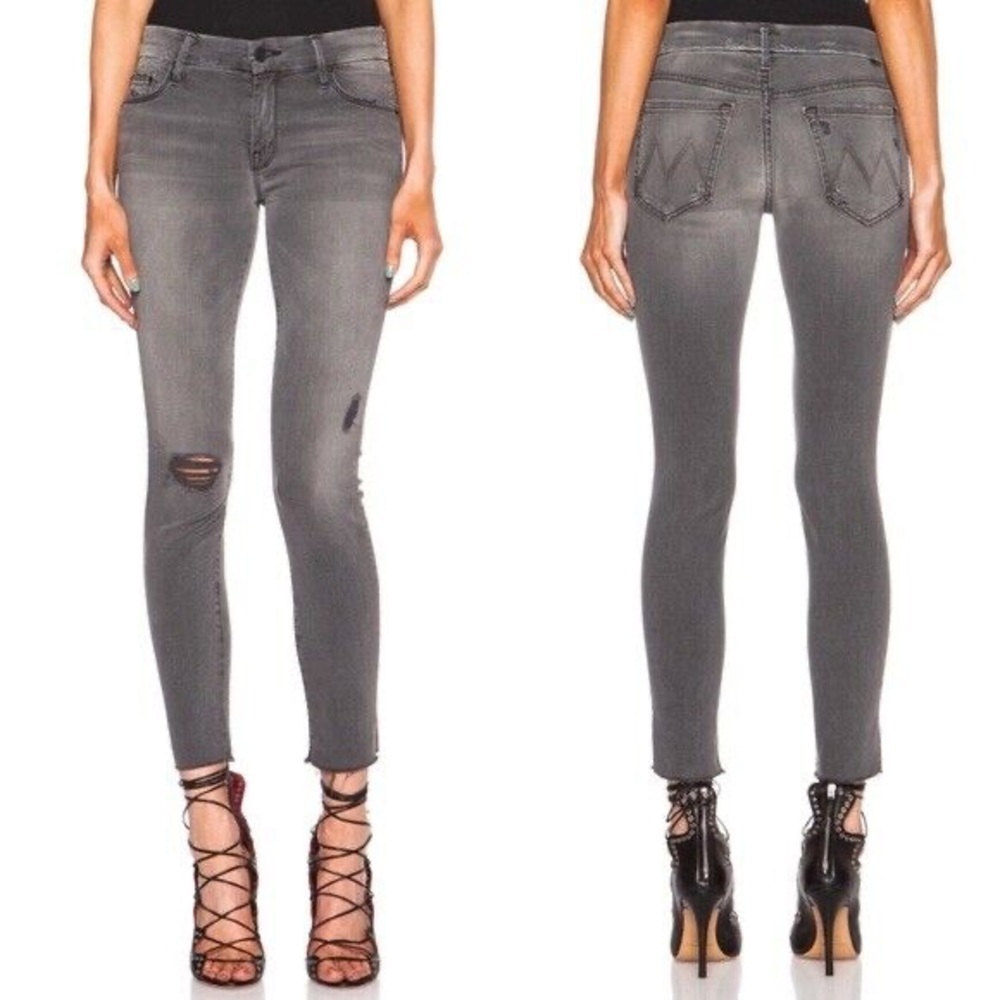 MOTHER Looker Ankle Fray Gray Denim Last Chance Saloon Skinny Jeans Women’s 30